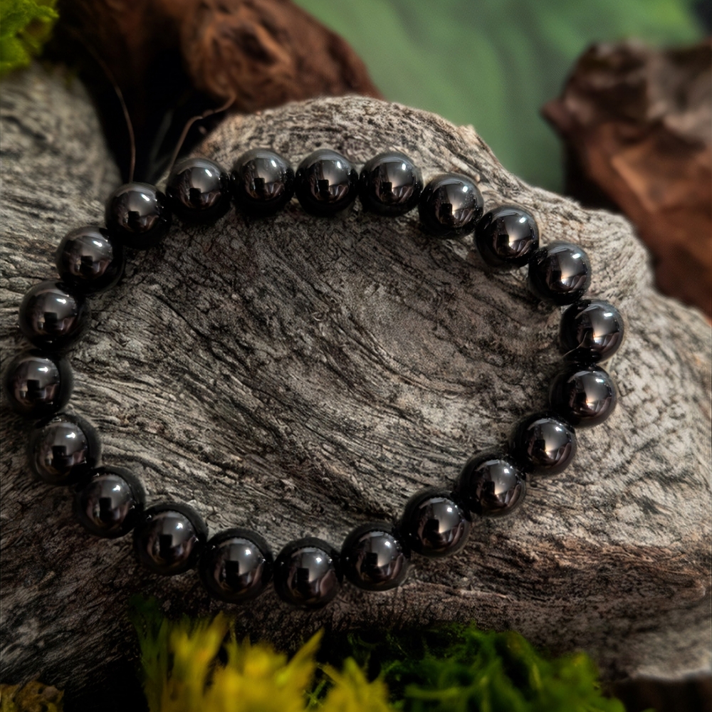 Black Beaded Bracelet for Men